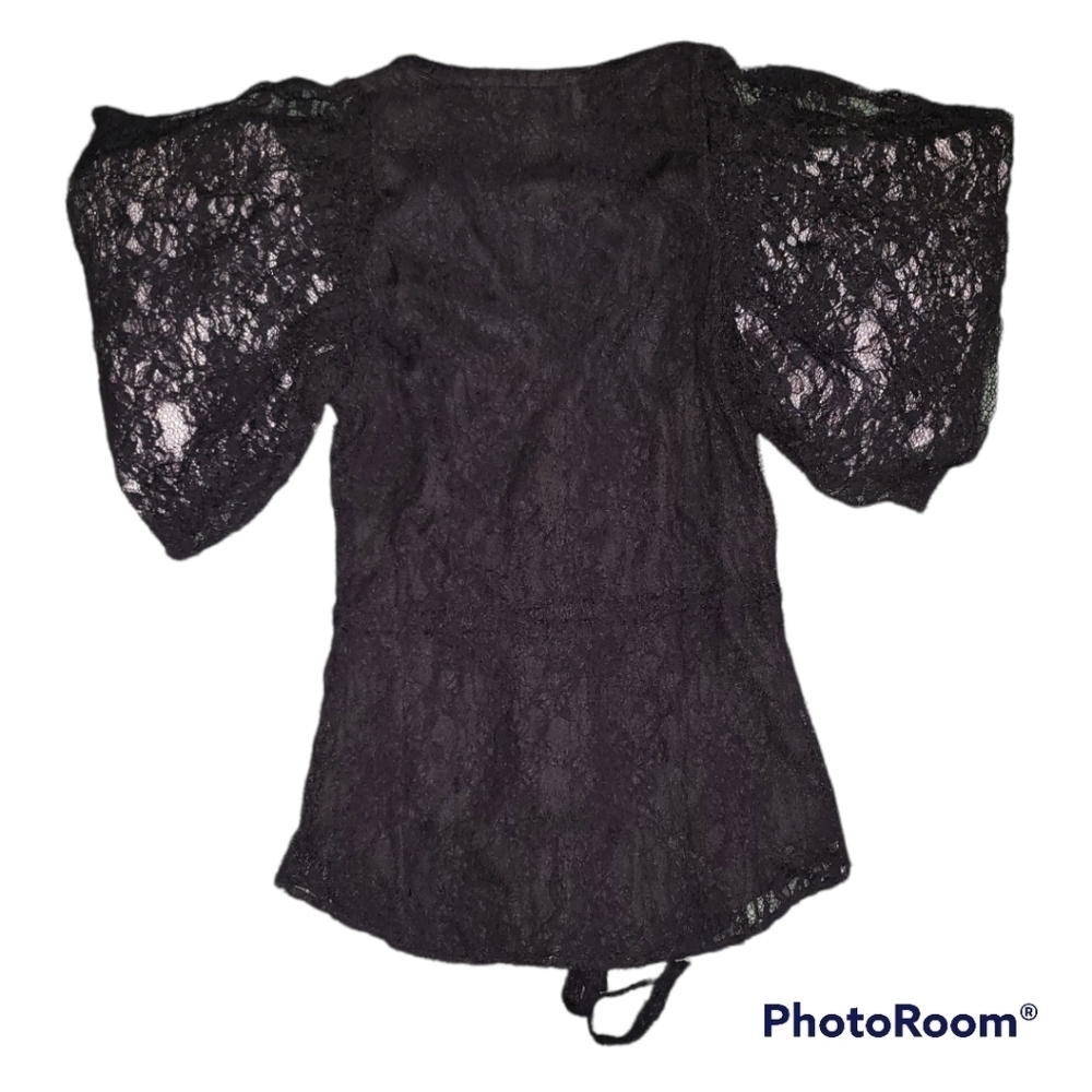 Beyond Vintage Black Lace Bubble Sleeve Size S - Picture 6 of 6